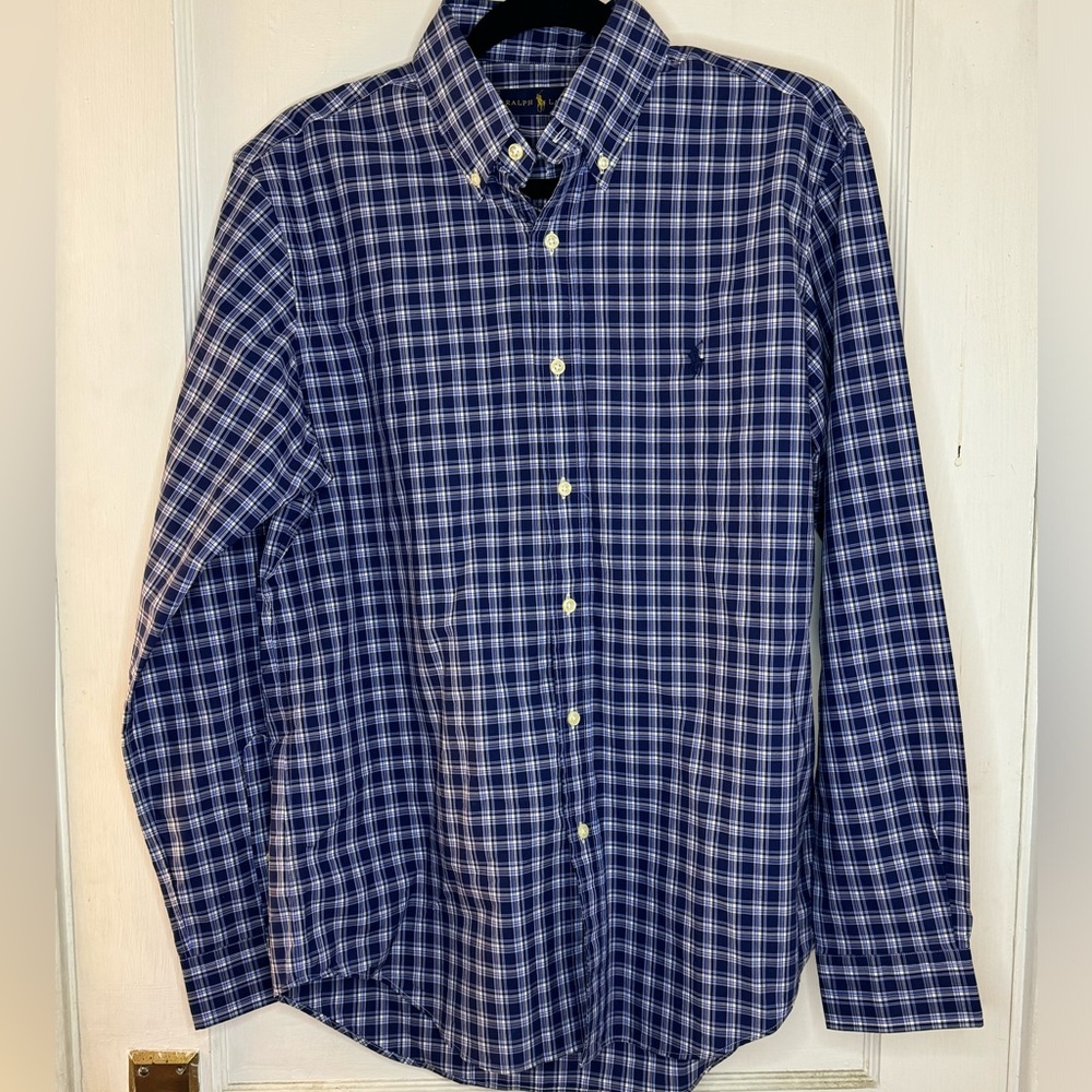 Polo RL Men’s Plaid Button Down Sz M Blue